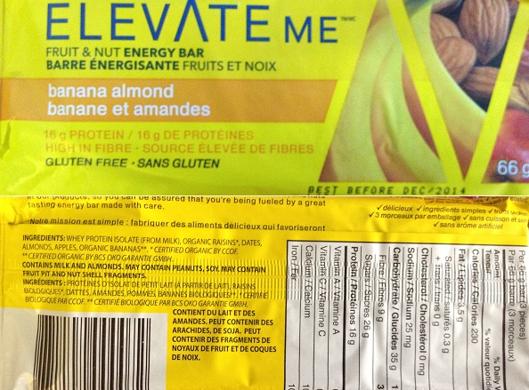 Elevate Me Protein Bar Label